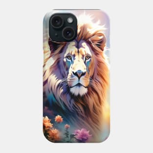 Lion in the sky double exposure wildlife forests Phone Case