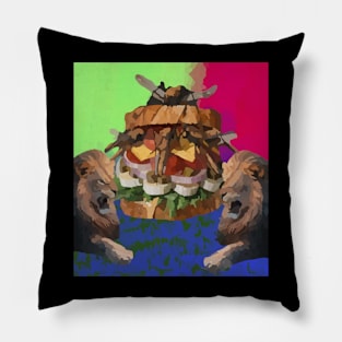 watercolor lions love mosquito sandwich Pillow