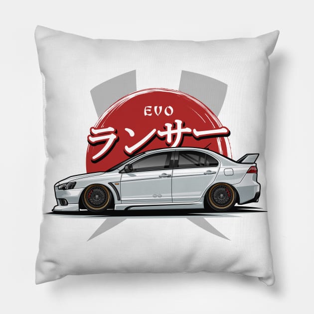 Lancer Evolution X (White) Pillow by Jiooji Project