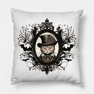 Halloween Cat, Vampire Cat, lady fangs Pillow