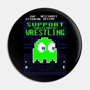 support indy wrestling pacman ghost 8bit Pin