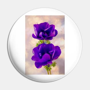 Textured Blue Anemone Pin