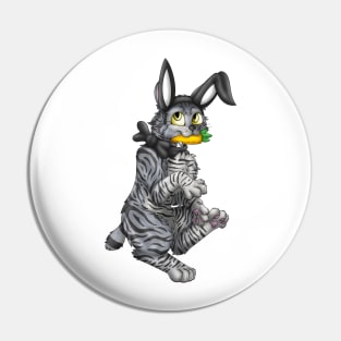 Bobtail BunnyCat: Grey Tabby (Black) Pin