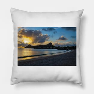 Sunset on Pigeon Island Pillow