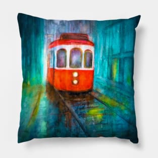 Rainy Trolley Pillow