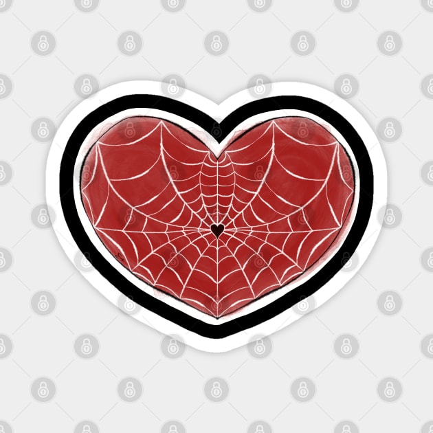 Webbed Heart in Red Magnet by Metal Tea