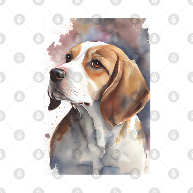 A Watercolor Beagle Dog Portrait by designs4days