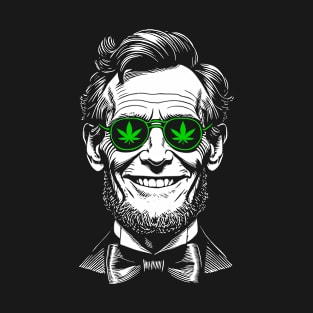 Weed Abraham Lincoln Funny 4th Of July 420 Stoner Marijuana T-Shirt