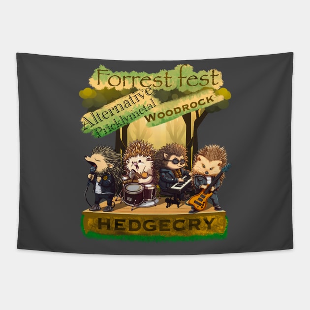 Hedgehog rocker, rock band Tapestry by NemfisArt