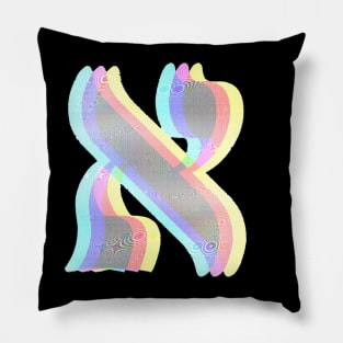 The Hebrew Letter Alef - RGB Glitch Pillow