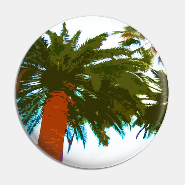 Tropical Palm Trees Looking up  - Watercolor Pin by Star58
