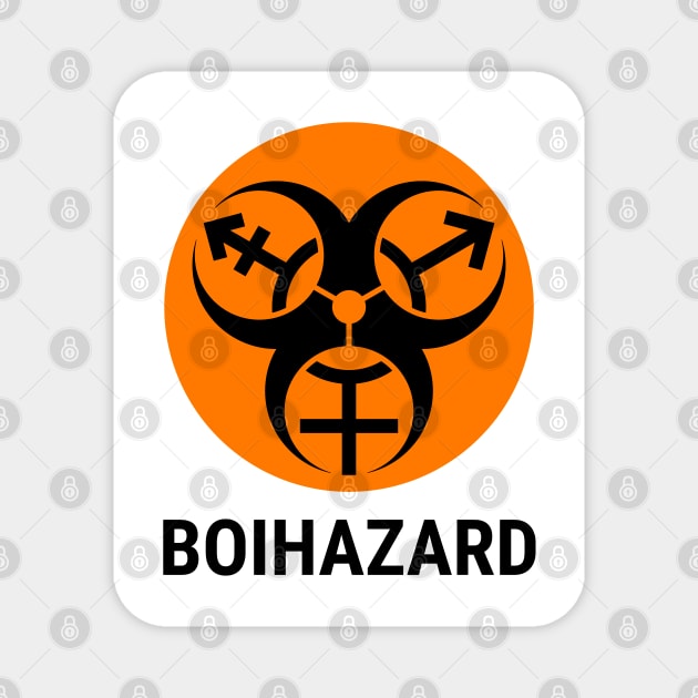 "BOI HAZARD" - Label Style - Safety Orange Magnet by GenderConcepts