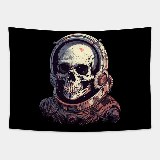 A  Skeleton In An Astronaut Helmet Tapestry by FrogandFog