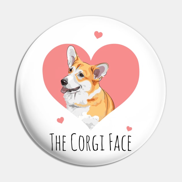 Corgi Face Funny Dog Lover Gifts Pin by BadDesignCo