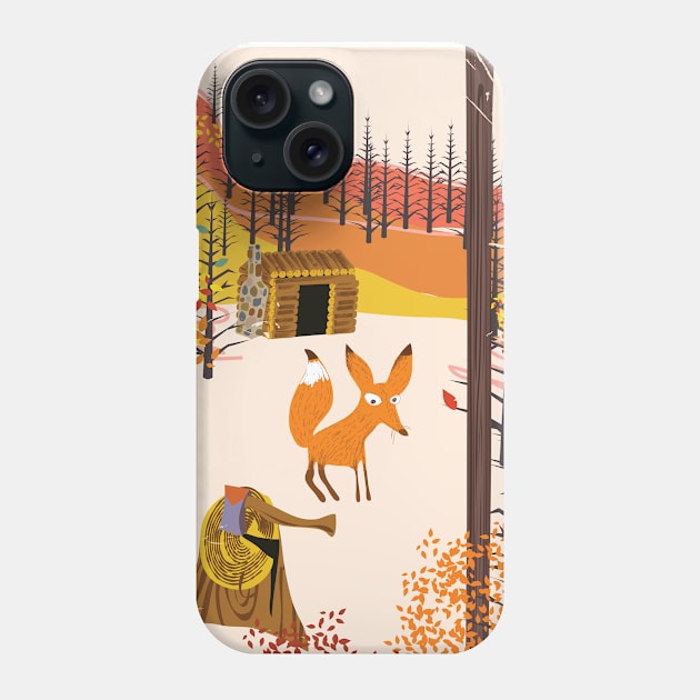 Cartoon Fox in the woodland Phone Case by nickemporium1