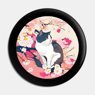 Cat Sakura Cherry Blossom Japanese Kawaii - Love Cats Pin