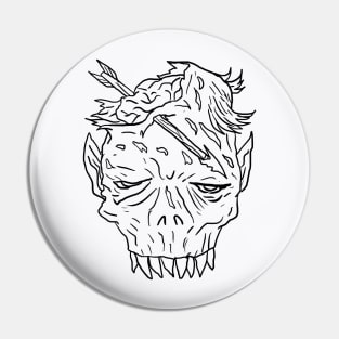 Scary zombie Monster Horror Black Lineart Pin