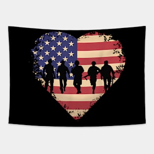 Usa Flag Heart American Patriotic  Forces Memorial Day Tapestry