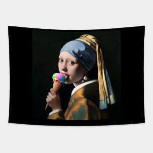 Pearl Earring Ice Cream Breakfast Tapestry