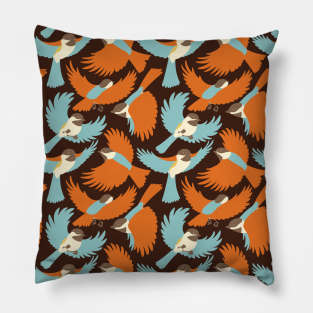 Chickadees Pattern Art Brown Pillow