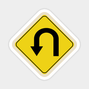 Caution Road Sign U-Turn Magnet