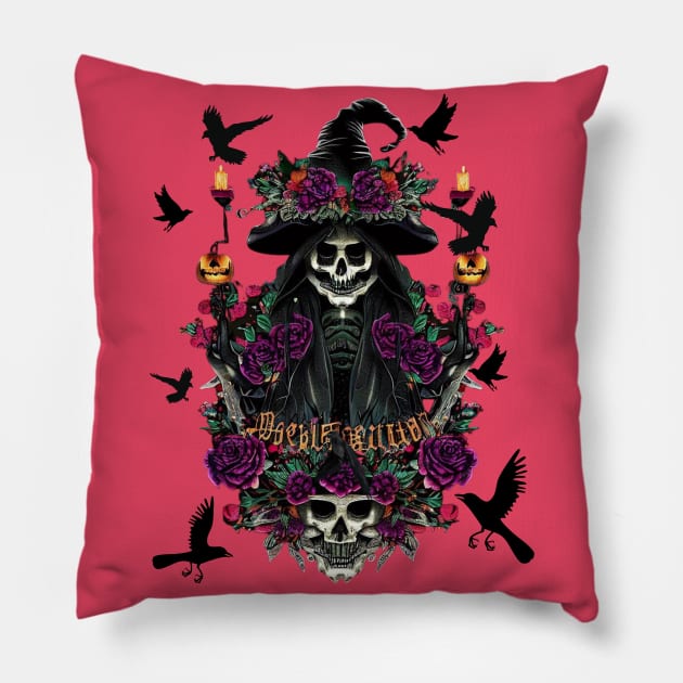 Gothic Floral Whimsigoth Witch Pillow by Tuff Tees