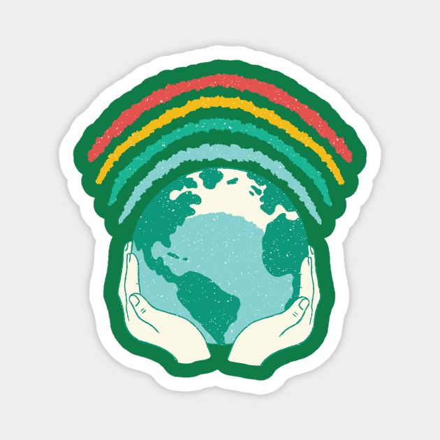 Earth Day 2024 Environmental Awareness Rainbow Magnet by Visual Vibes