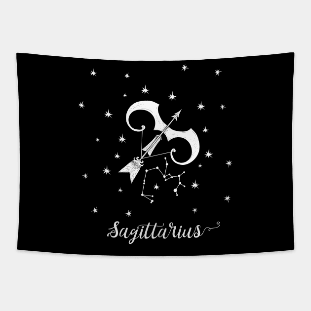 Sagittarius Zodiac Sign Constellation Tapestry by letnothingstopyou