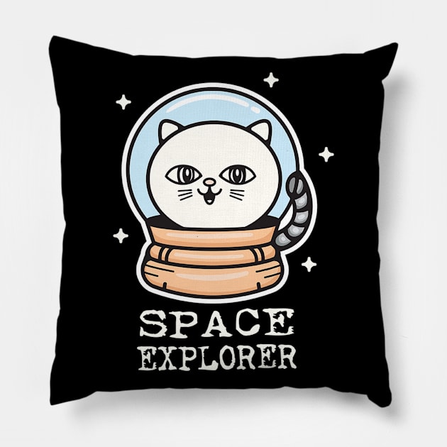 Space Explorer Cat Pillow by white.ink