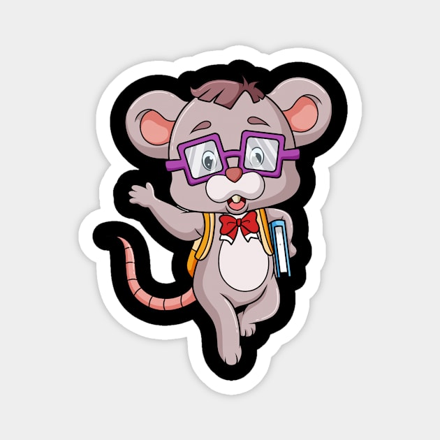 The smart mouse is going to school and waving hand Magnet by drydenshops