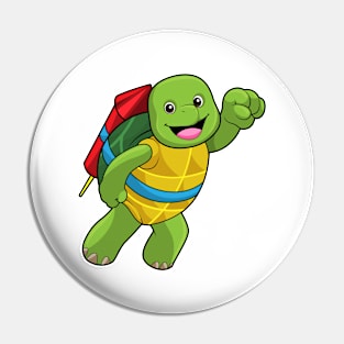 Turtle at Flying with Rocket Pin