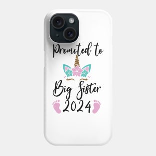 Promoted to big sister 2024 with unicorn for new baby Phone Case