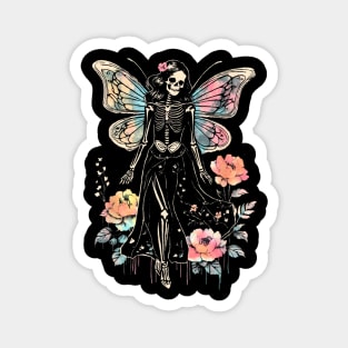 Goth Roses Butterfly Skeleton Fairy Magnet