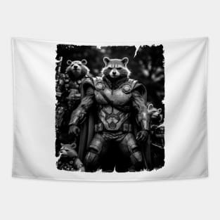 Raccoon Rocket Special Forces guardian of the galaxy black and white Tapestry