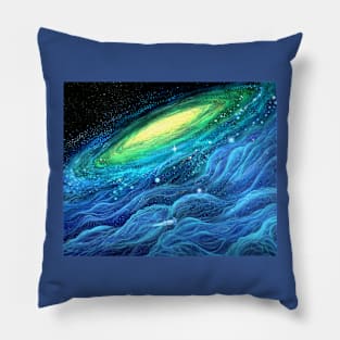 Arm of Galaxy and Spaceship Pillow