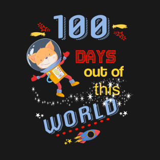 100th Day Of School Shirt For Boys & Girls Fox Astronaut T-Shirt