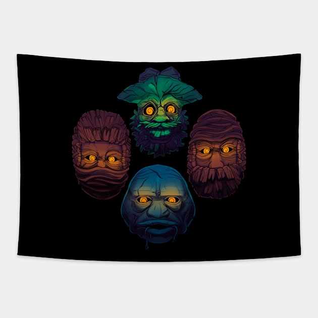 Cabin Masks Tapestry by TheTeenosaur