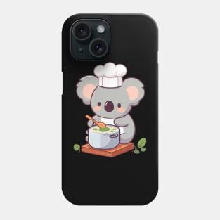 Cute koala chef with chef apron making soup, koala bear cooking illustration, koala lover chef Phone Case