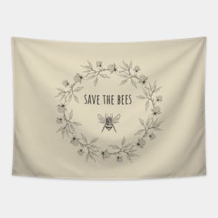 Wreath of clover flowers with save the bees Tapestry