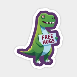 T Rex "Free Hugs" Tee, Hilarious Dinosaur Graphic Shirt, Perfect for Casual Outings, Fun Birthday Gift for Dino Lover Magnet