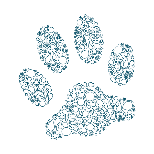 Paw Print in Modern Paisley Outline Design by amyvanmeter