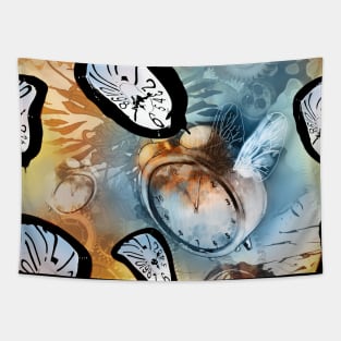 Time Flies surreal melting clocks Tapestry