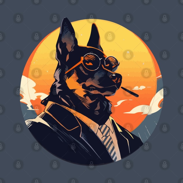 A German Shepherd spy dog circle portrait by etherElric