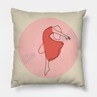 Vinyl - Ballerina dancer minimalist line art (pink) Pillow