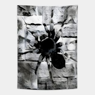 Spider Black and White Spray Paint Wall Tapestry