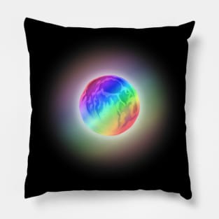 Glowing Rainbow Gradient Full Moon Pillow