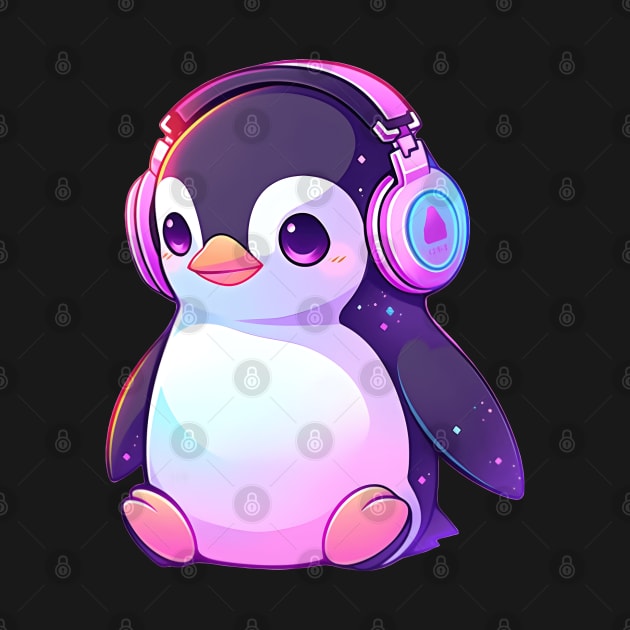 Cute Penguin With Headphones by pako-valor