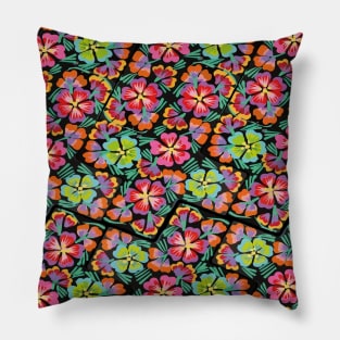 Mexican flower market background colorful bold psychedelic interior decoration Pillow