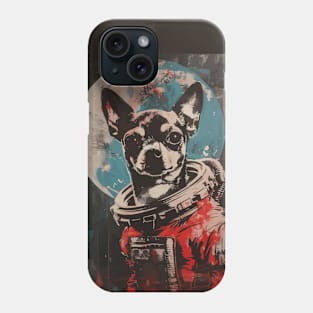 Vintage chihuahua dog astronaut portrait Phone Case