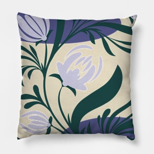 Folk floral print . Abstract flowers art , poster. Pillow